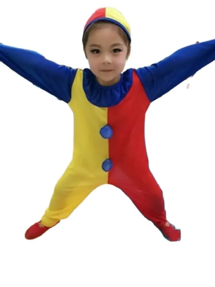 Kids Halloween Buffoon Costumes Baby Clown Costume Circus Jumpsuits Kids Day Year Rompers - Red / M