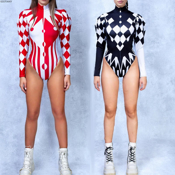 Dark Clown Costume for Women | Circus Bodysuit