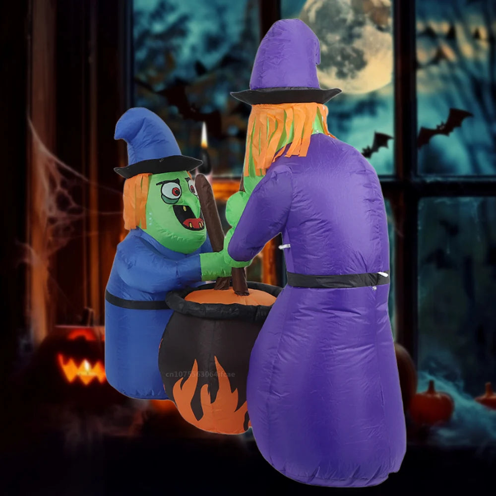 5FT Halloween Two Witches Boiling Medicine Model Built - in LED Lights for - product image 4