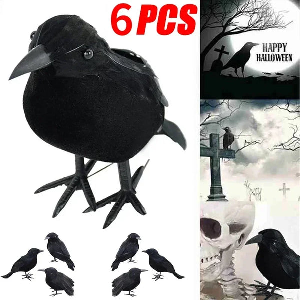 Realistic Artificial Crows Party Ornament Halloween Decorations HalloweenParty