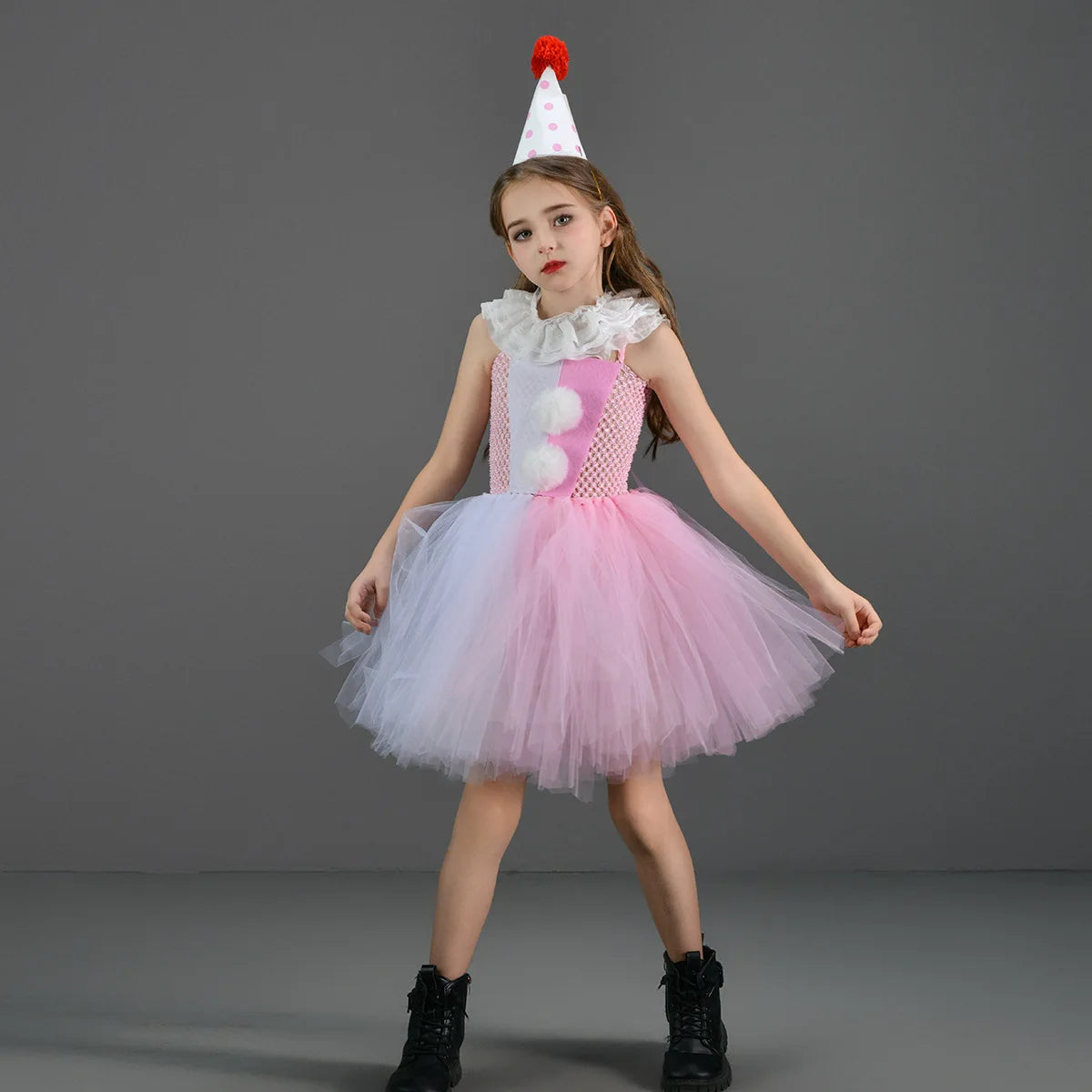 Halloween Costume For Kids Gray Girls Tutu Dress Kids Cosplay Scary Clown Costume Girl Carnival Masquerade - product image 4
