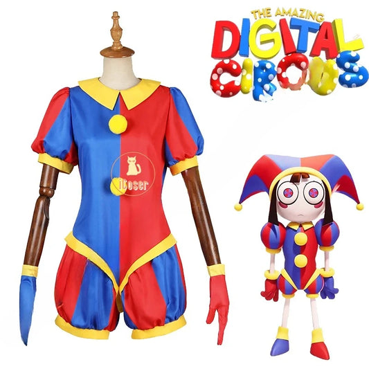 Pomni Costume Anime the Amazing Digital Circus Cartoon Uniform Hat Gloves Halloween for - Hat adult / L