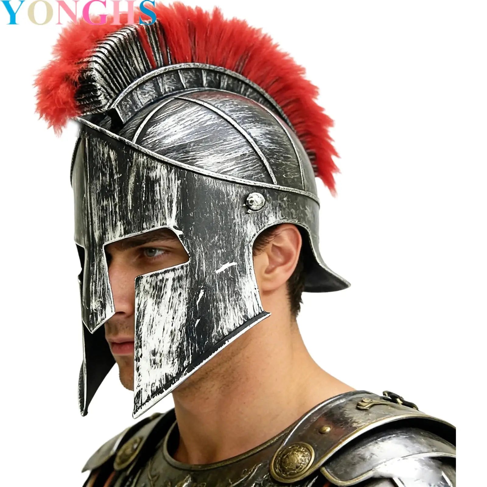 Roman Warrior Greek Costume Helmet Medieval Knight Hats Gladiator Spartan Headwear - Type B / One Size