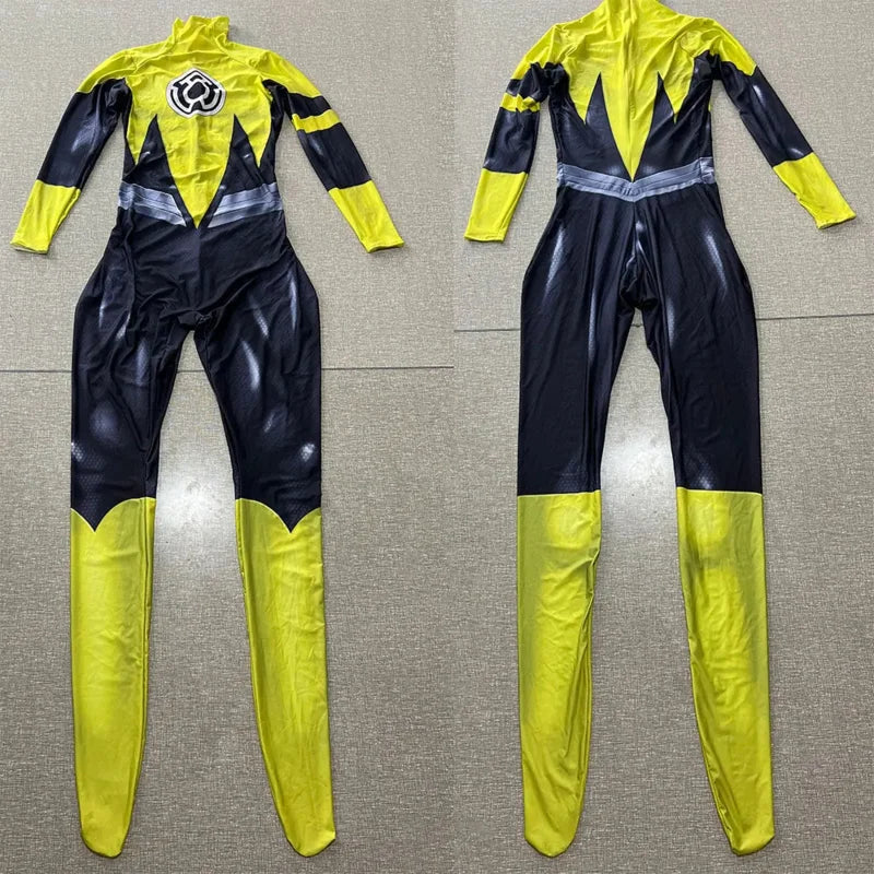 Men's Superhero Yellow Lantern Bodysuit Zentai Jumpsuit W Costume - alternate view 5