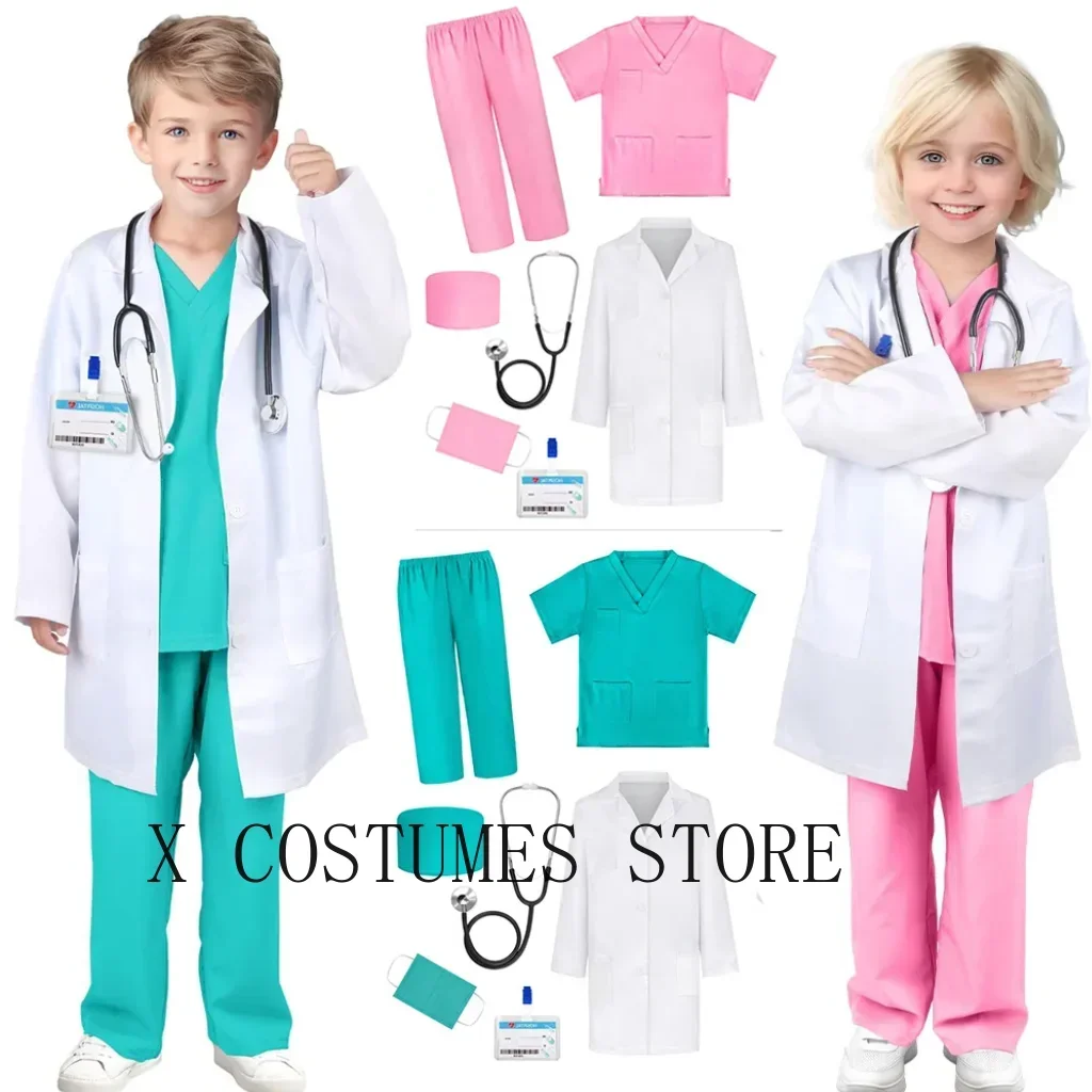 Kid's Doctor Costume Nurse Costume Nurse Suit Doctor's V Neck Surgical Suit Boys