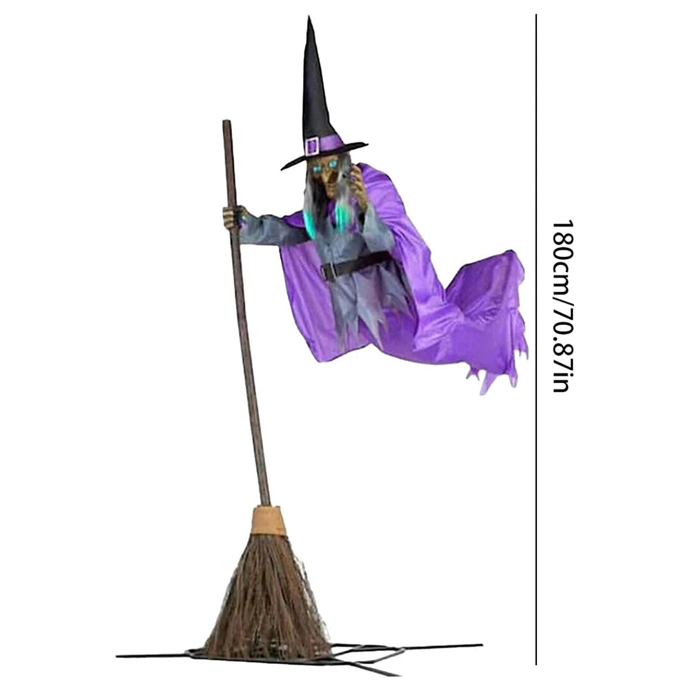 Halloween Decoration Flying Witch with Scary Sounds & Lights Large Hanging - product image 6