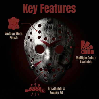 Horror Hockey Style Mask Scary Full Face Costume Mask for Adults Halloween Costume and - Gold