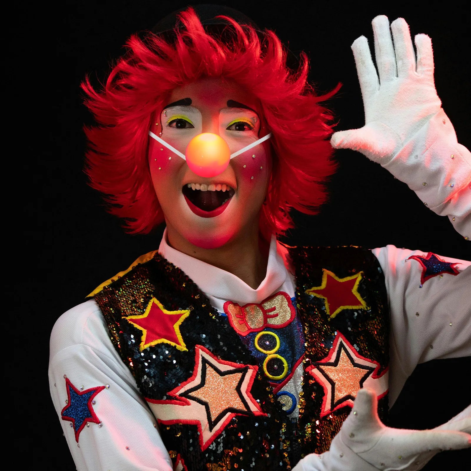 Red Light Up Clown Nose Flashing Blinking Glowing Nose Prop for Halloween Circus Costume - View 3