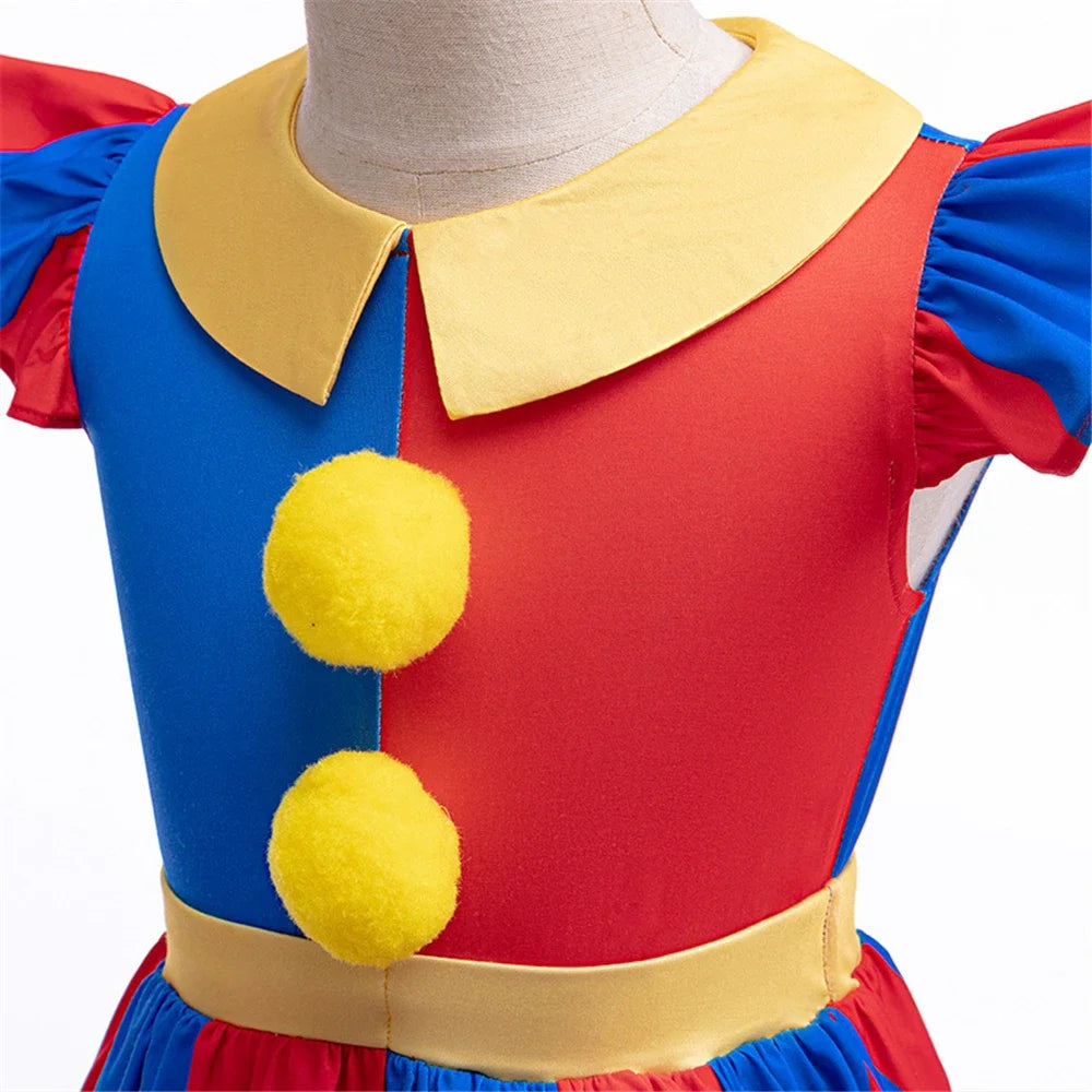 Amazing Digital Circus Pomni Fancy Red Blue Clown Dress Up Joker Headwear Costume - alternate view 2