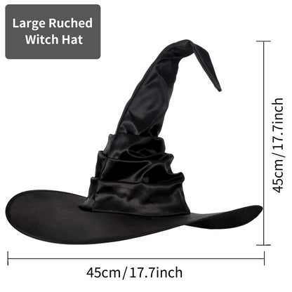 Halloween Folds Witch Wizard Black Hat Costume Headgear Devil Cap Props Decoration - A