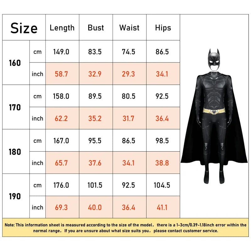 BEAST KINGDOM Movie black bat vigilante Costume black bat vigilante Costume Jumpsuit Cloak Mask black bat vigilante - Style B / 190