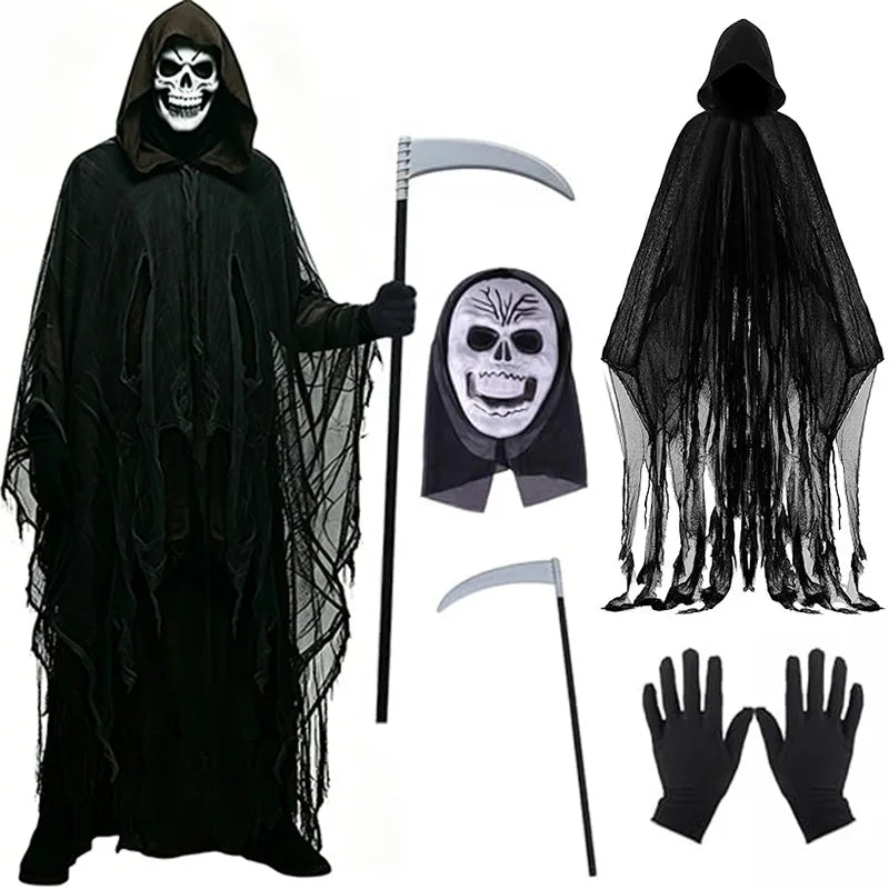 Adult Grim Reaper Costume – Hooded Cloak & Horror Accessories