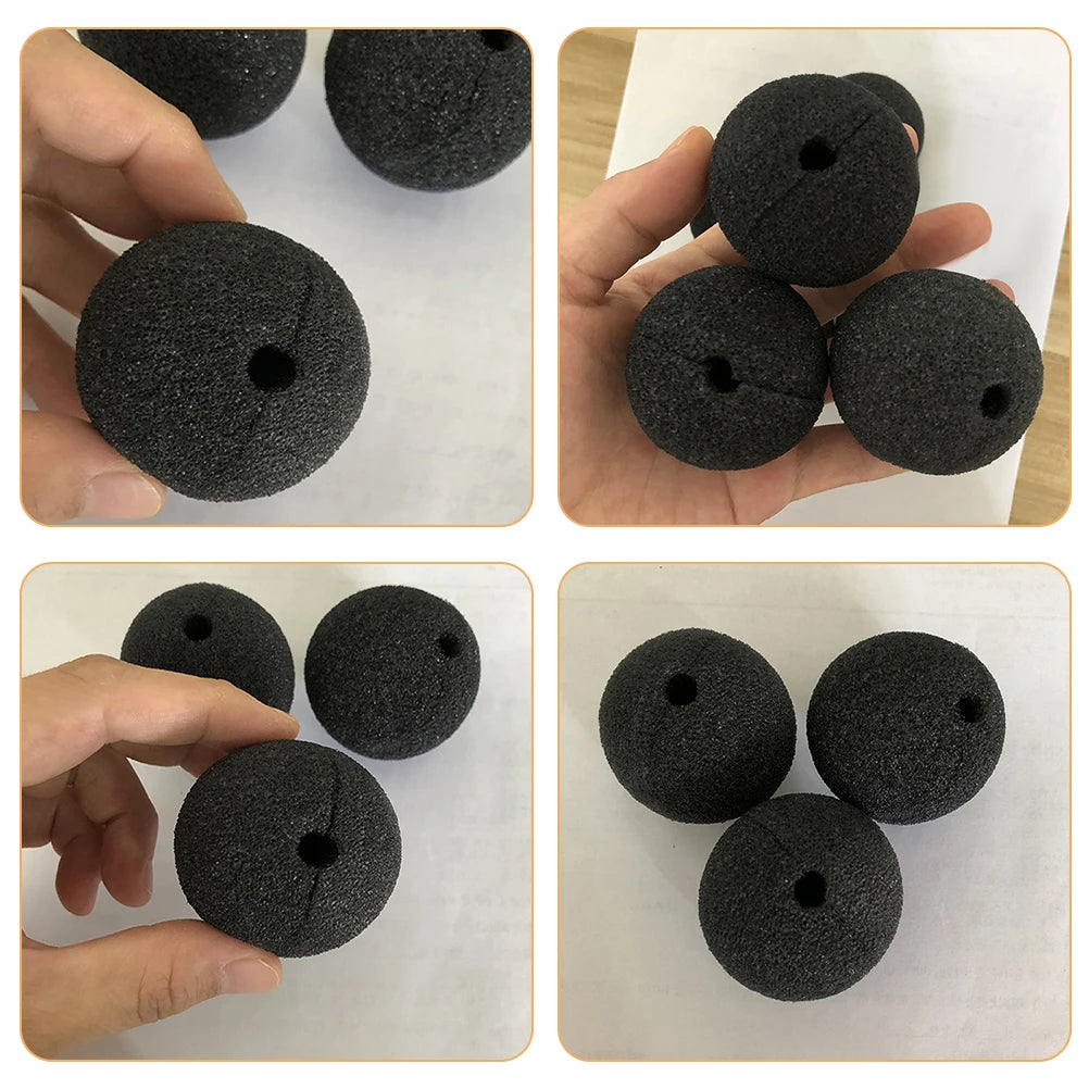 6pcs Black Clown Nose Costume Accessories Soft Sponge Balls for Halloween Circus - View 2