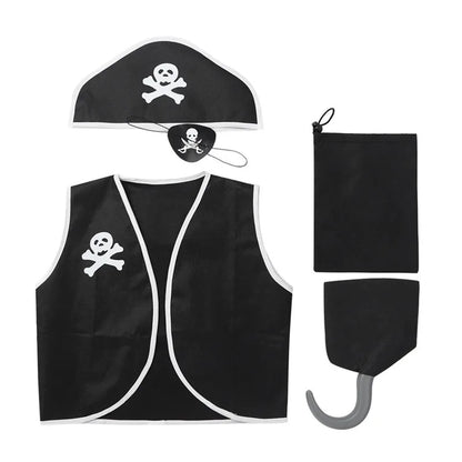 Captain Pirate Skull Costume Kid Women's Man Boy Girls Buccaneer Costume Outfit Hat Pants - View 7