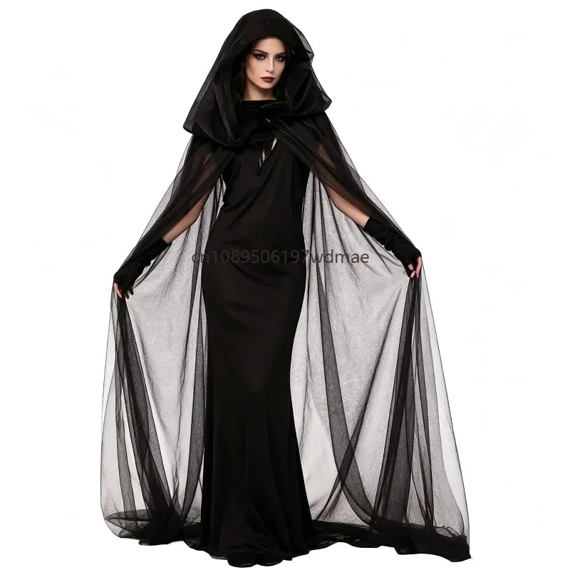 Women Halloween Gothic Witch Ghost Bride Cosplay Costume Multi‑Style Black - product image 2