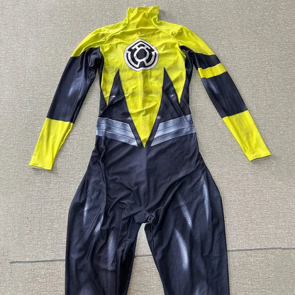 Men's Superhero Yellow Lantern Bodysuit Zentai Jumpsuit W Costume - alternate view 3