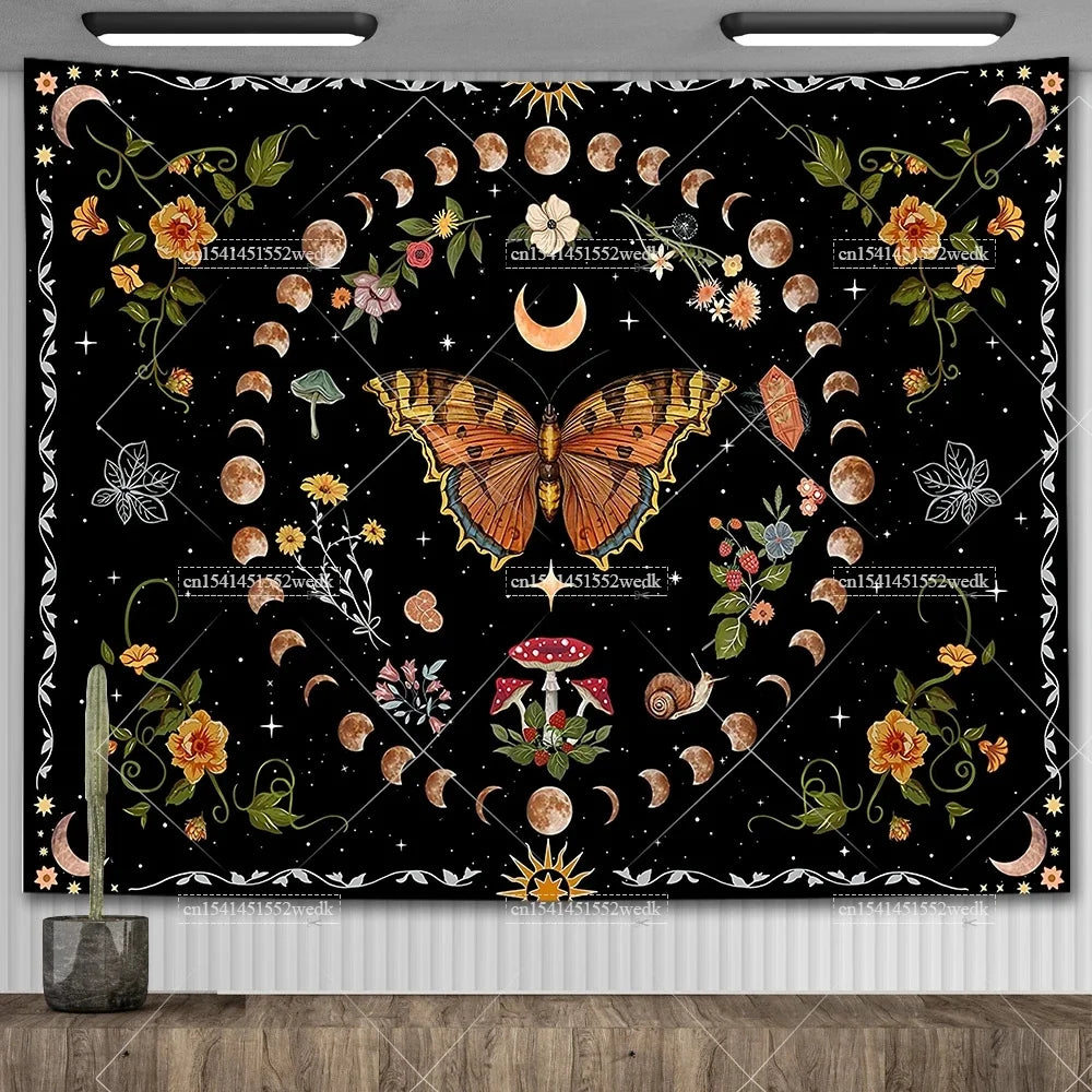 Moon Phase Psychedelic Celestial Tapestry