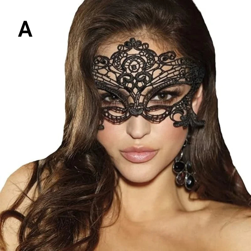 Women's 1Pc Makeup Ball Lace Mask Half Face Cloak Costume - alternate view 7