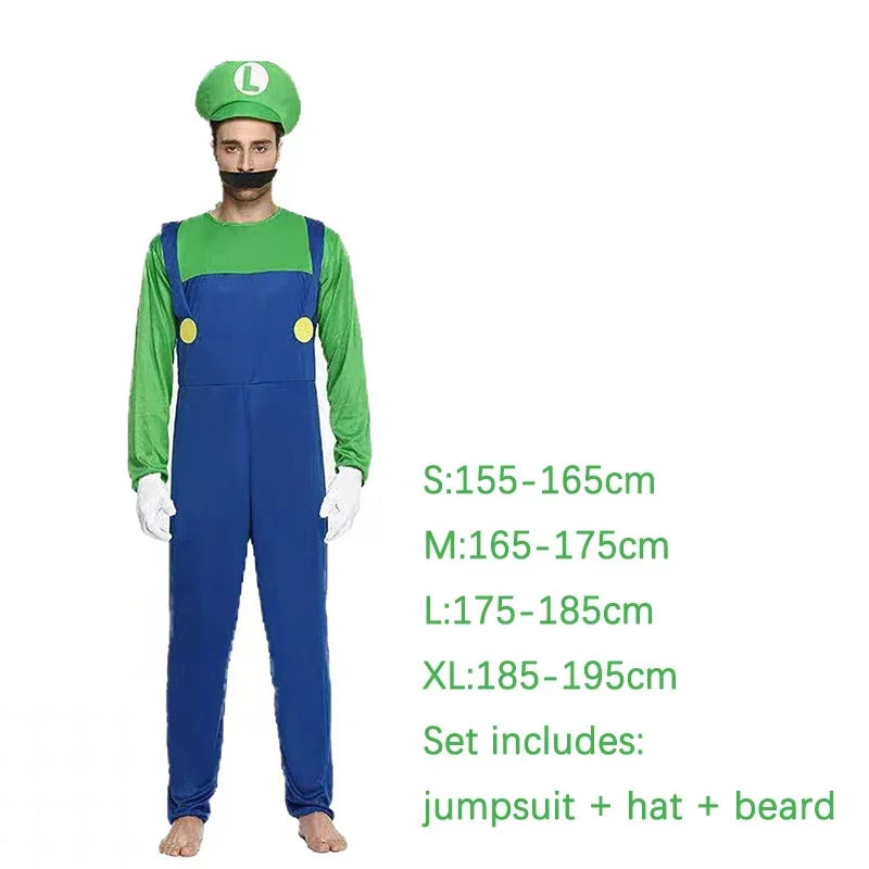 Mario & Luigi-Inspired Adult Plumber Cosplay Costume Set - Women Yellow M