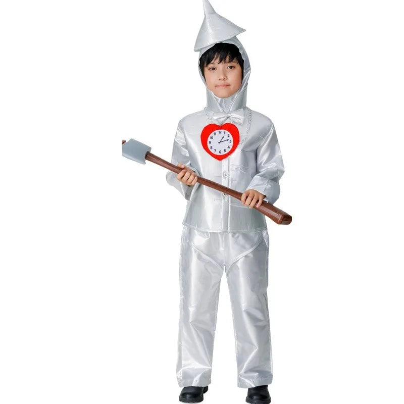 Tin Man Costume Men Kids Funny Metallic Suit Tinman Movie Outfit Robot Cosplay Armor Clown Circus - product image 3