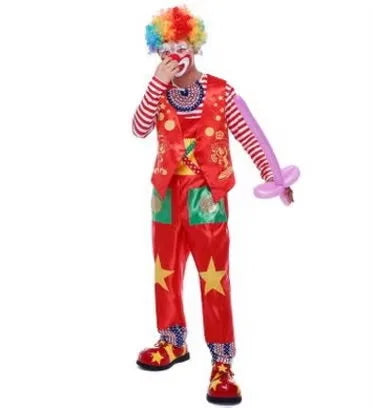Adult Happy Clown Suit Costume Joker Magician Costume for Adults - 7 / M