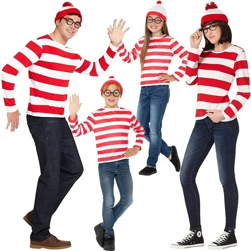 Red Striped Explorer Striped Shirt Youth Boys Striped Explorer Costume Shirt Glasses And