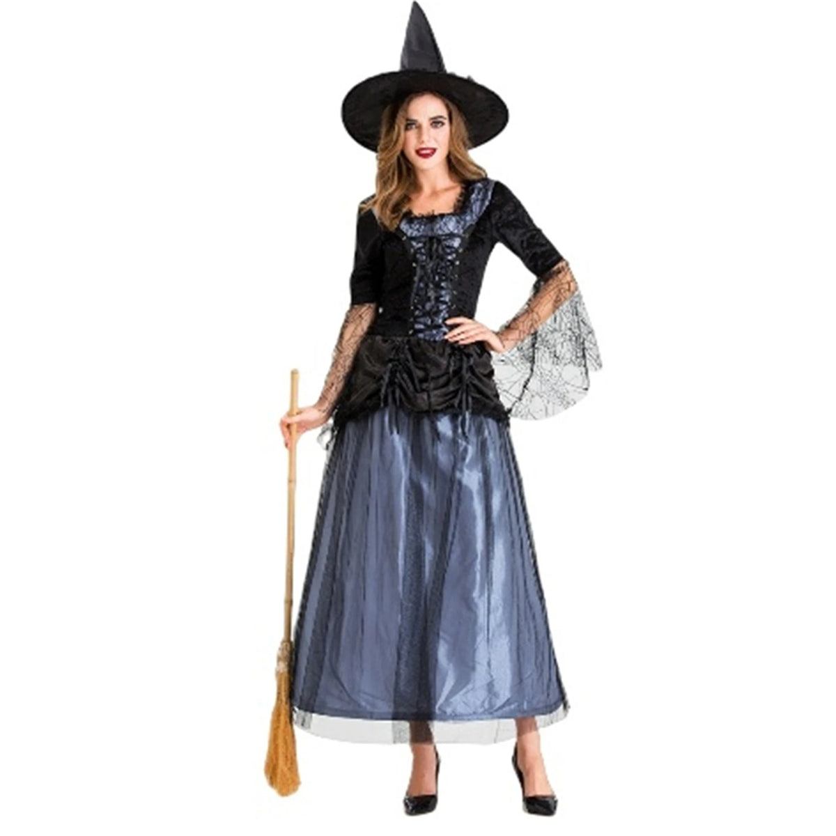 Witch Gothic Lace Mesh Black Women's Uniform Halloween Costume - product image 3