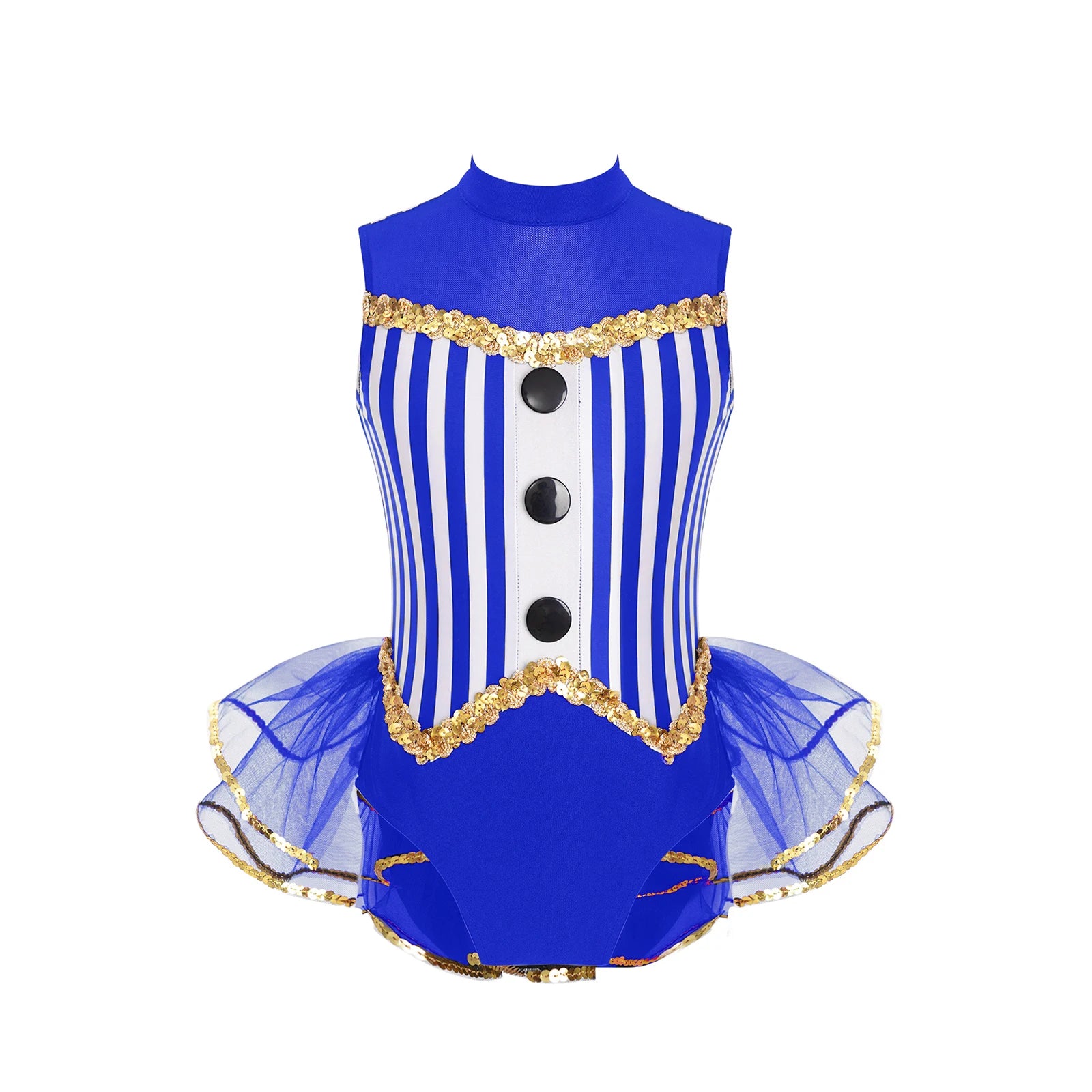 Kids Girl Halloween Circus Clown Costume Shiny Striped Tutu Leotard Ballet Gymnastics - Red / 16