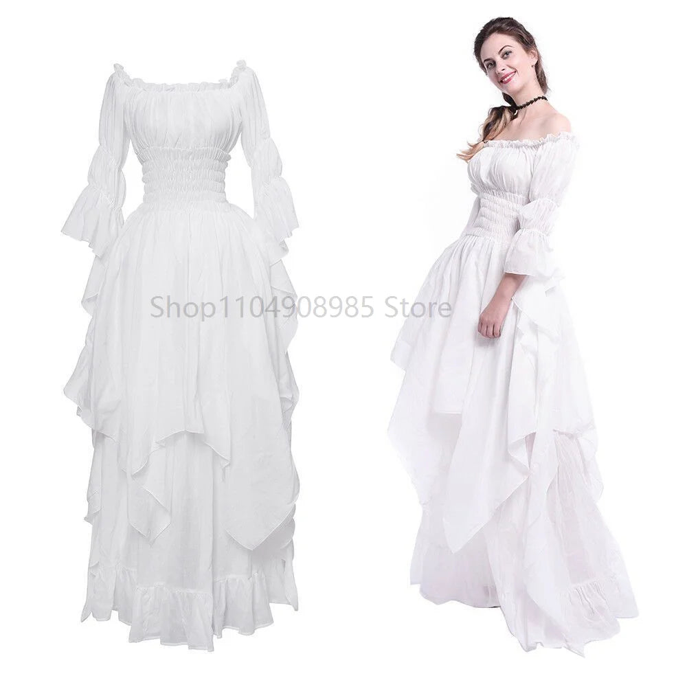 Women's Gothic Witch Dress Medieval Renaissance Costume Victorian Shoulder Off Sexy Dress for Halloween Party - product image 2