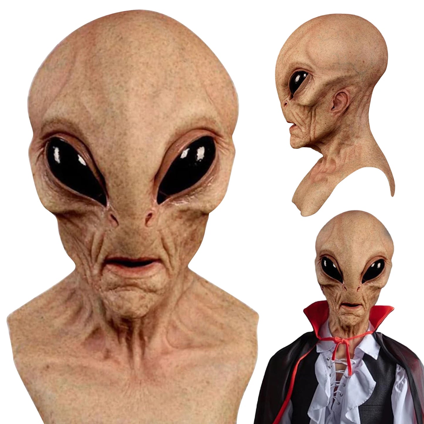 Alien Funny Mask Latex Scary Mask Realistic Creepy Masks for Prop - alternate view 6