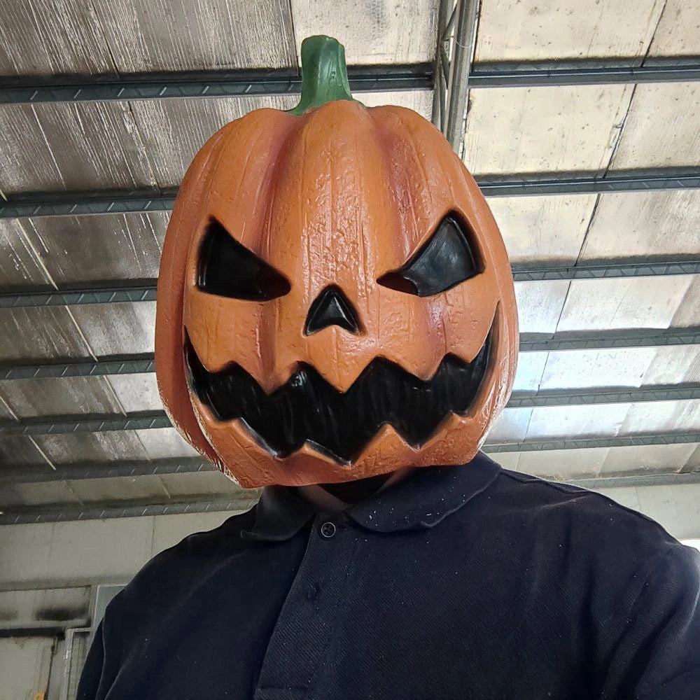 Halloween Evil Pumpkin Head Latex Mask Full Head Costume Mask for Cosplay Party Haunted House Carnival