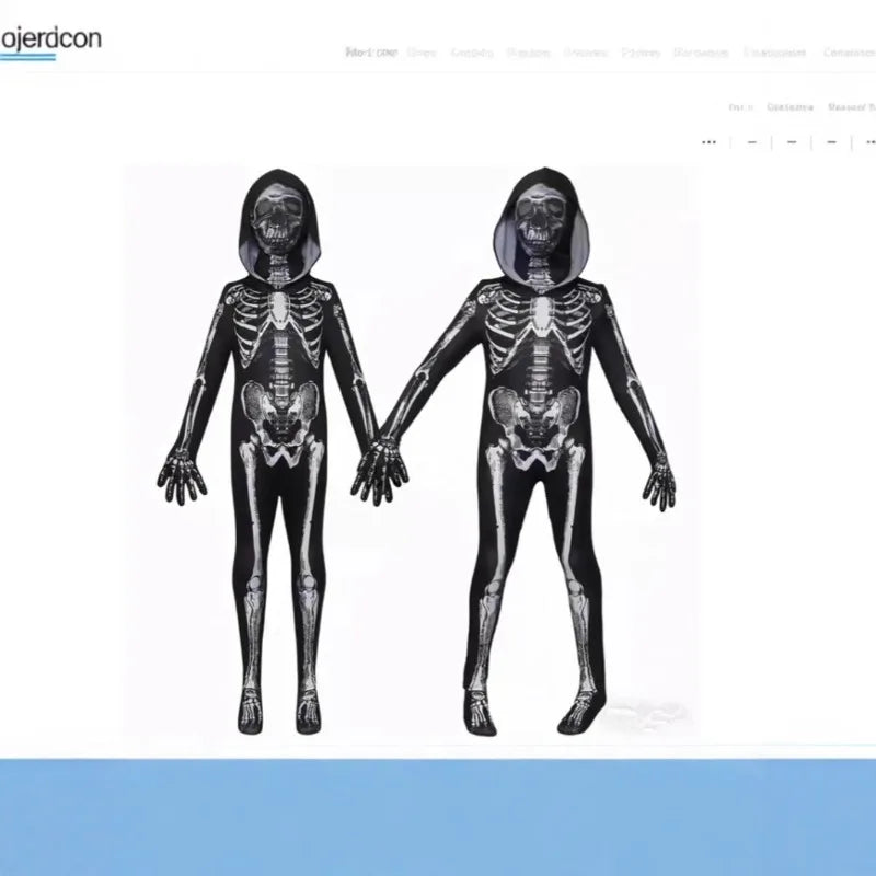 Adults Kids Skeleton Skin Suit Halloween Cosplay Costume Carnival Ghost Theme Masquerade Party Fancy Dress Outfit