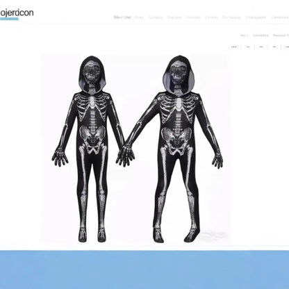 Adults Kids Skeleton Skin Suit Halloween Cosplay Costume Carnival Ghost Theme Masquerade Party Fancy Dress Outfit