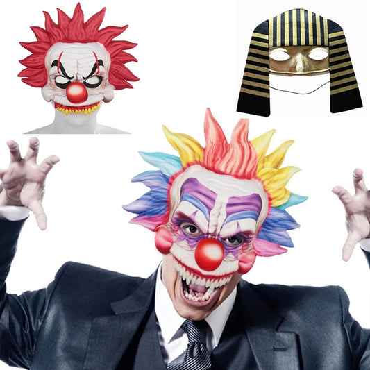 Halloween Evil Laughing Clown Mask Costume Scary Joker Half Face Masques Pharaoh of Egypt - Egypt Pharaoh