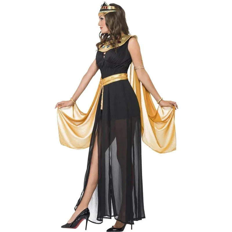 Gold Sexy Egyptian Cleopatra Costume Suit Ladies Cleopatra Roman Toga Robe Greek Goddess Fancy Dress Costume Outfits