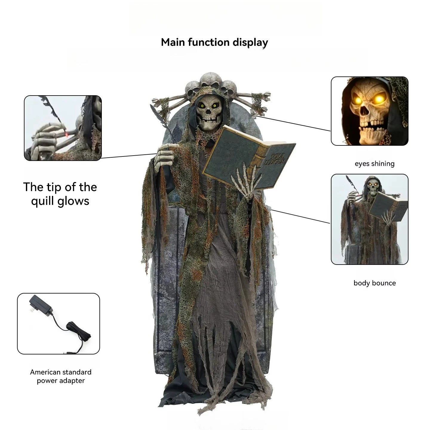 Animatronics Decoration Large Mechanical Soul Reaper Skeleton Light