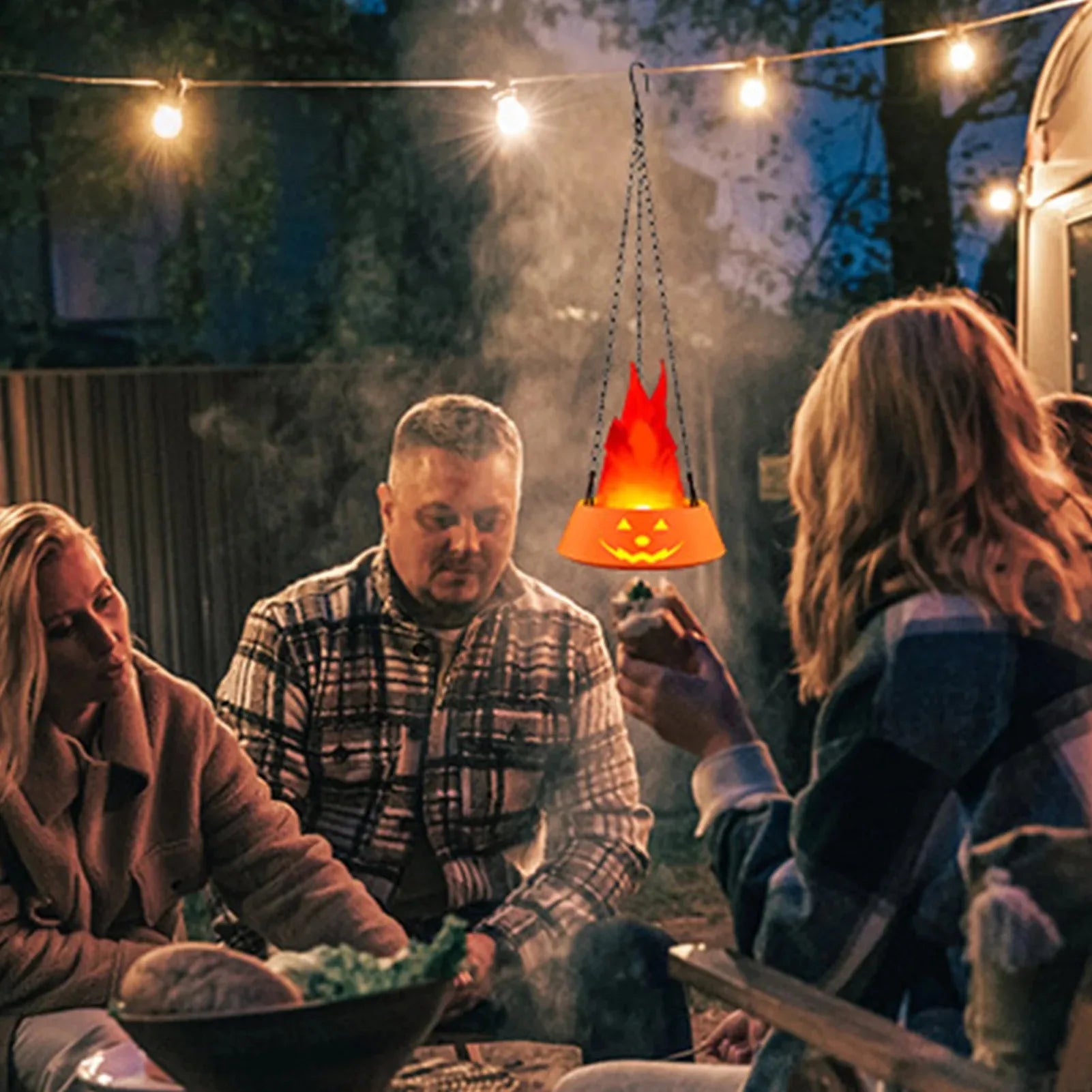 Halloween Decor Flameless Light Pendant Artificial Simulated Luminous Brazier Indoor Outdoor Light Pendant - product image 3