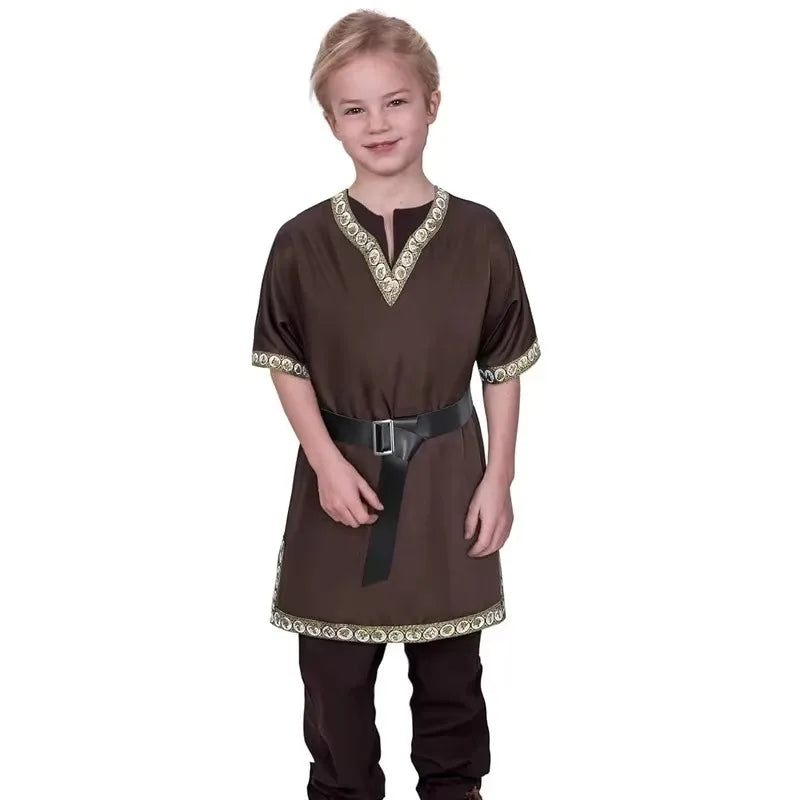Medieval Shirt Costume T Shirt Child Boys Girls Vikings Pirate Shirt Knight Cotton