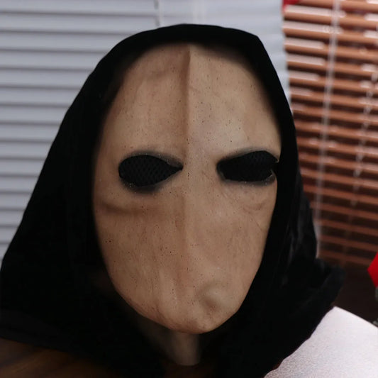 Faceless Man Halloween Slenderman Mask Dress Up Non-toxic Alien Skull Latex Helmet - Beige