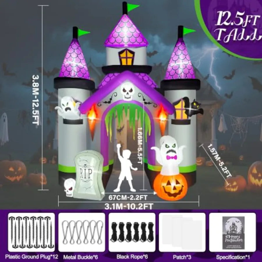 12.5FT Tall Inflatables Archway Haunted House Castle Giant Ghost