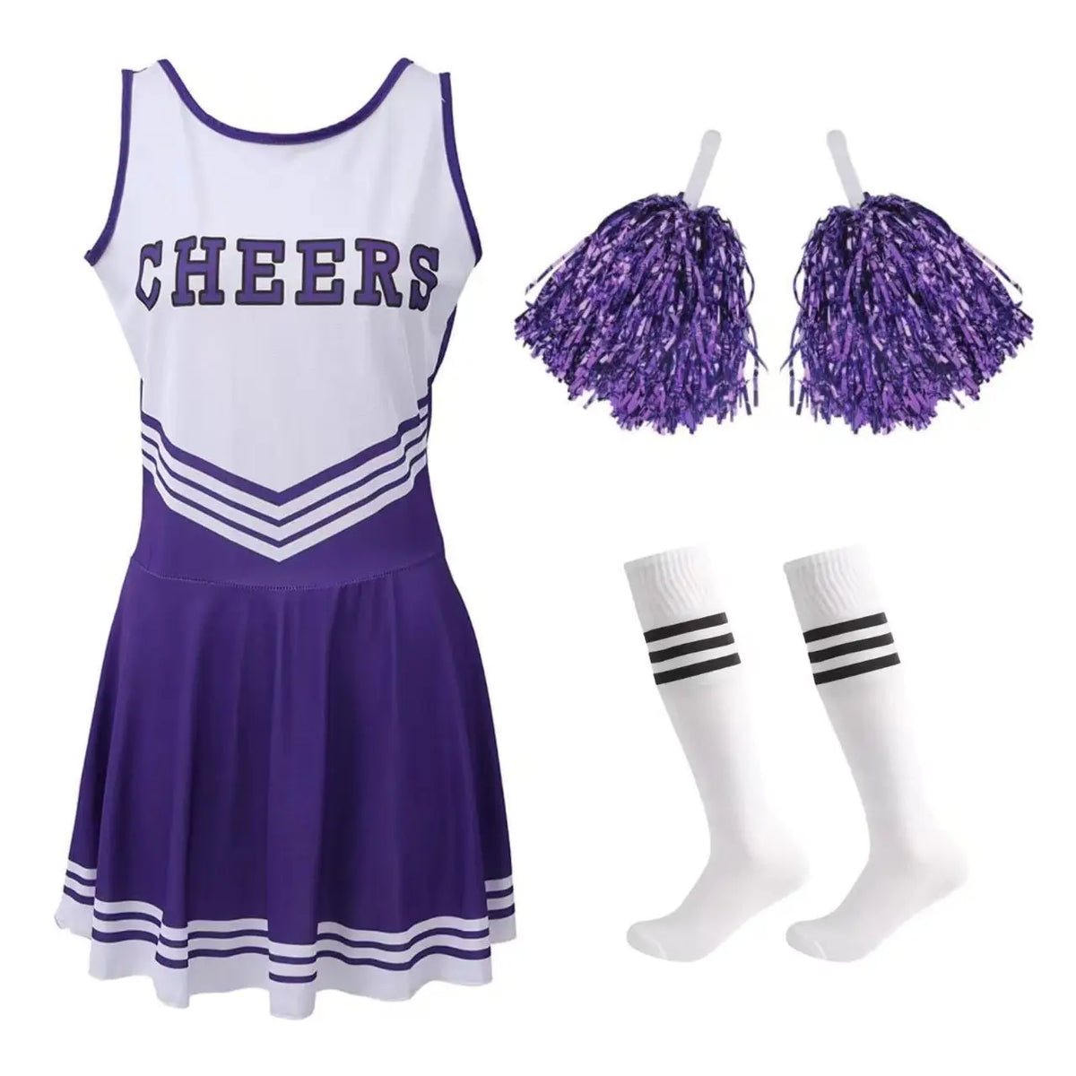 Cheerleading Dance Costume For Women Sleeveless V Neckline Letters Printed Crop Top