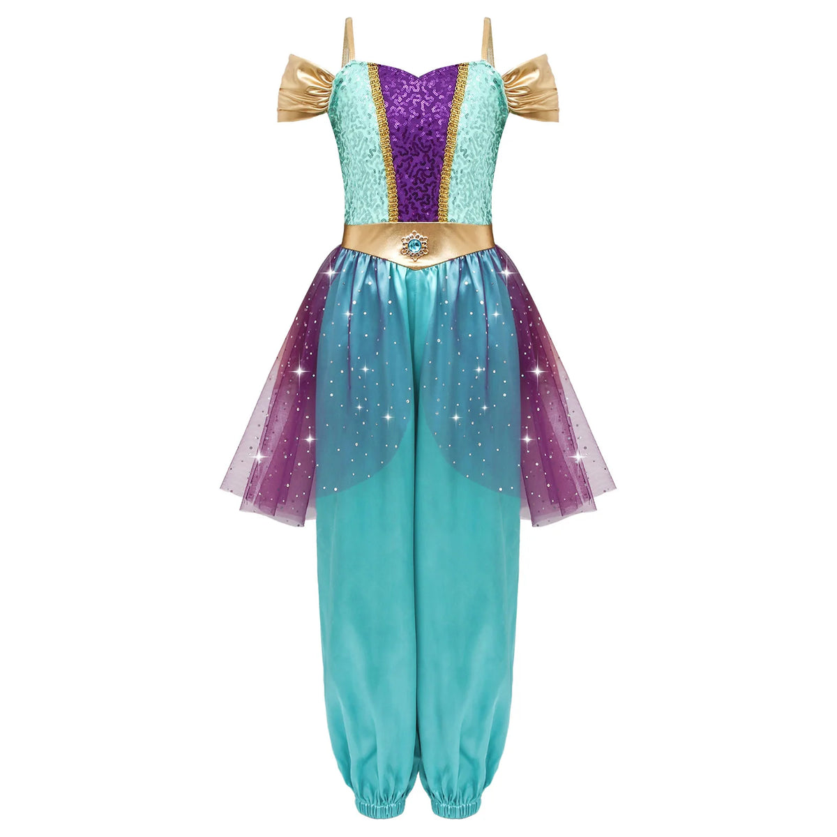 Girls Arabian Princess Halloween Dress Up Costume Metallic Ruched Sequin - product image 9