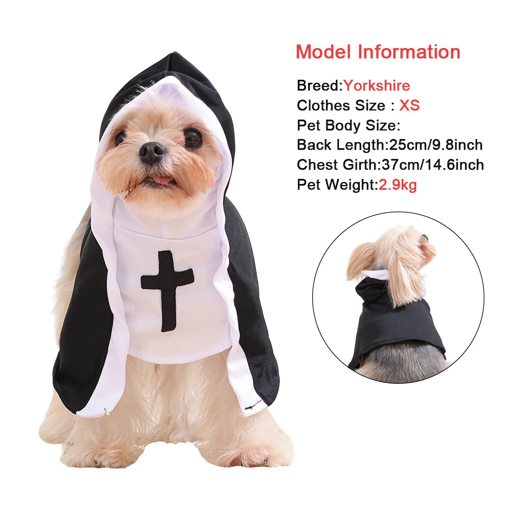 Nun Cute Cat Pet Cats Breathable Puppy Pet Halloween Costume - Nun / XS