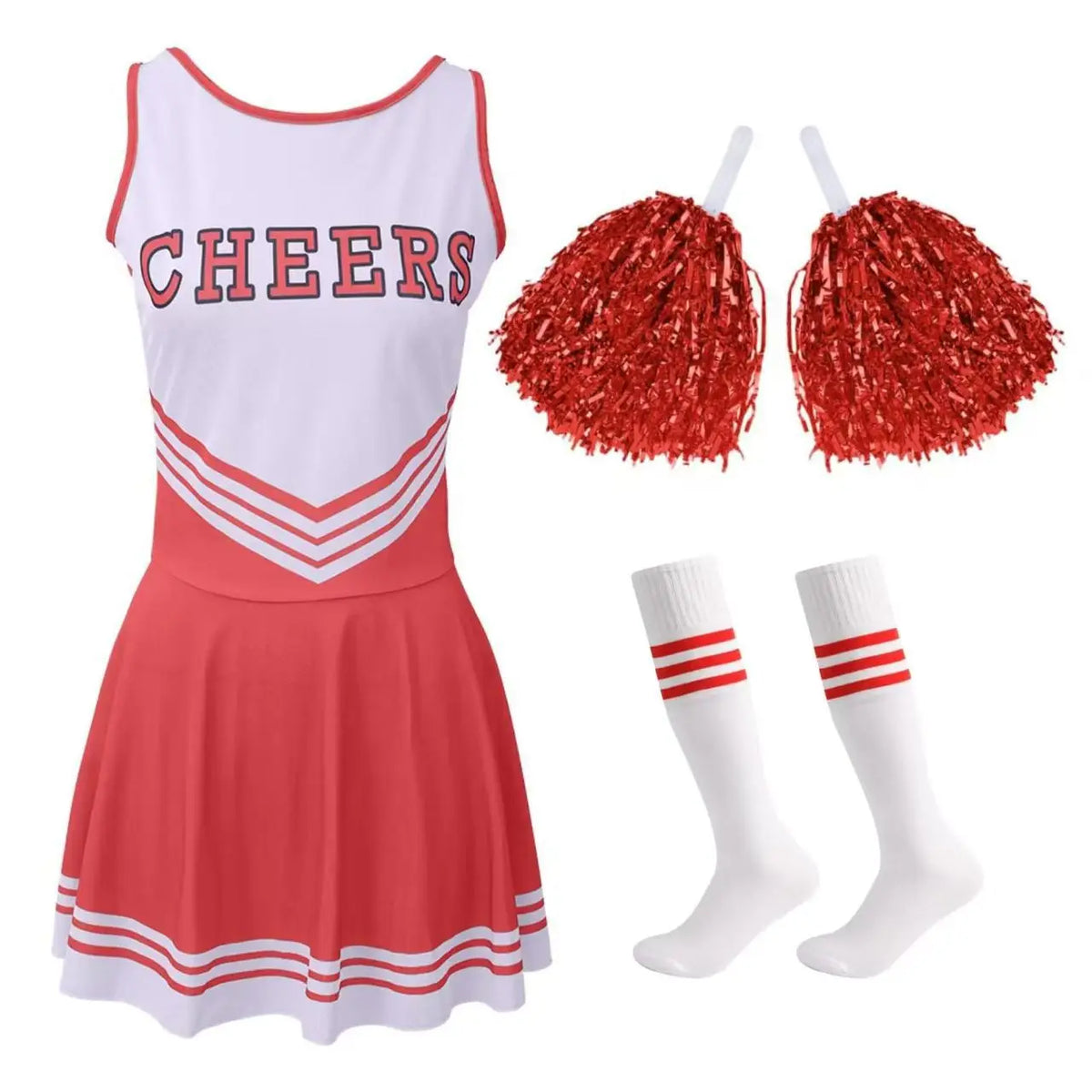 Cheerleading Dance Costume For Women Sleeveless V Neckline Letters Printed Crop Top
