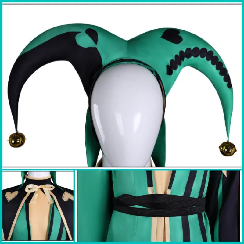 The Freak Circus Harlequin Clown Costume Coat Hat Shawl Belt Gloves Socks Outfit for - View 6