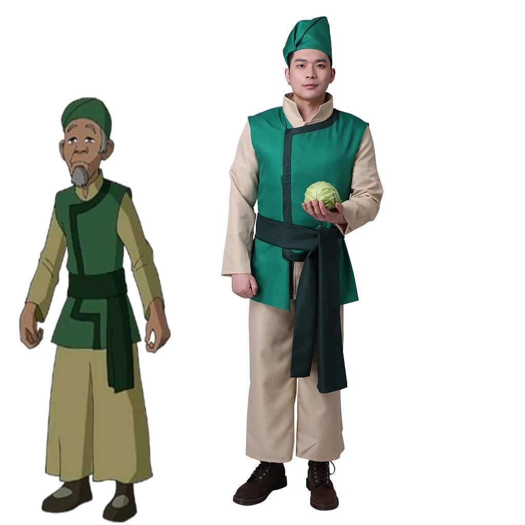The Last Airbender Costume Cabbage Merchant Costume Adult Men's Green Uniform Suits - XL