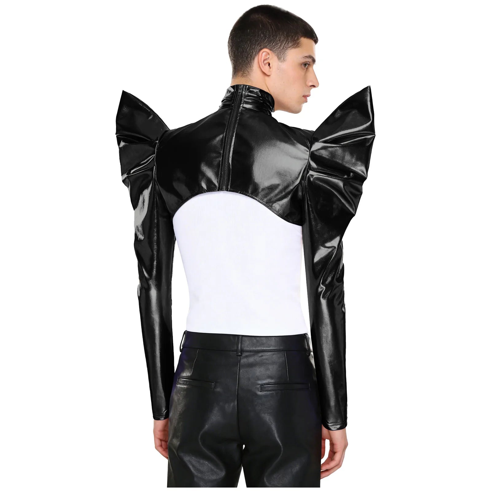 Men's Disco Bolero Iridescent Metallic Shoulder Armor Long Sleeve Costume - alternate view 3