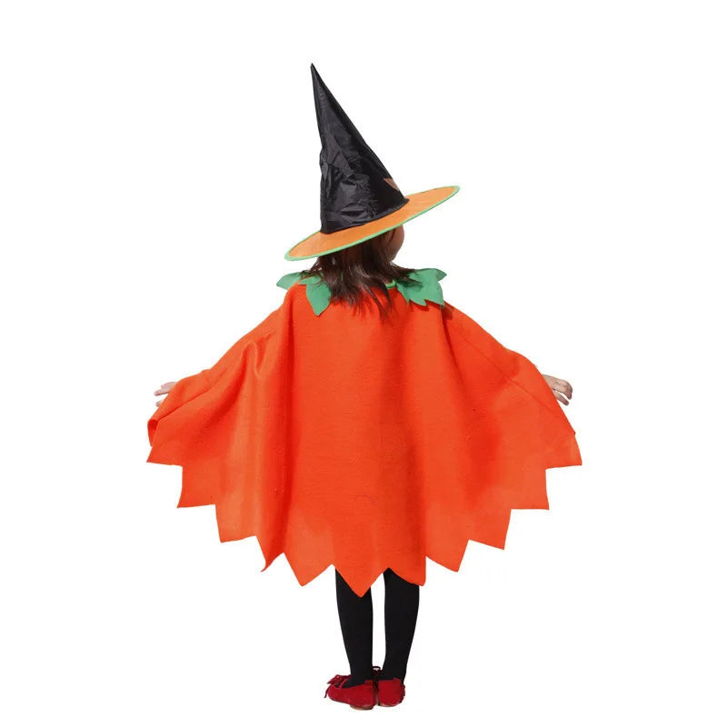 Halloween Girls Party Costume Cosplay Pumpkin Witch Dress Up Clothing Kids Birthday Festival Performance Clothes