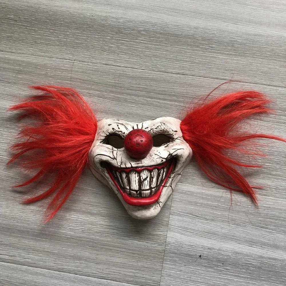 Twisted Carnival Sinister Clown Creepy Clown Mask Cosplay Bloody Half Face Clown Latex
