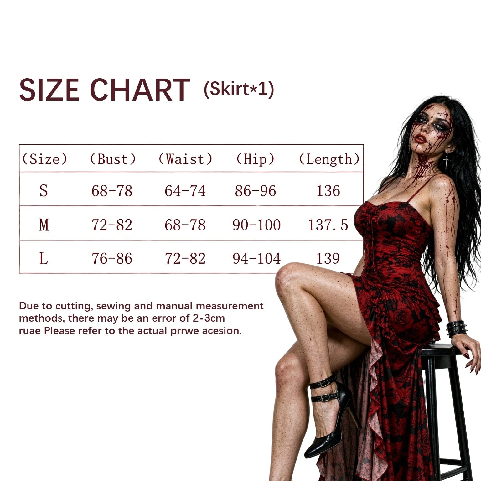 Women's Bloody Gothic Costume Dress – Red Sleeveless Halloween Outfit